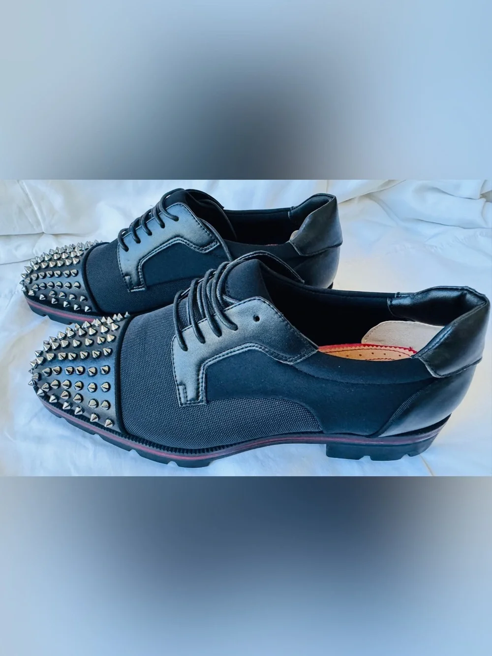 Christian Louboutin-Men's Black Studded Lace-Up Dress Shoes
